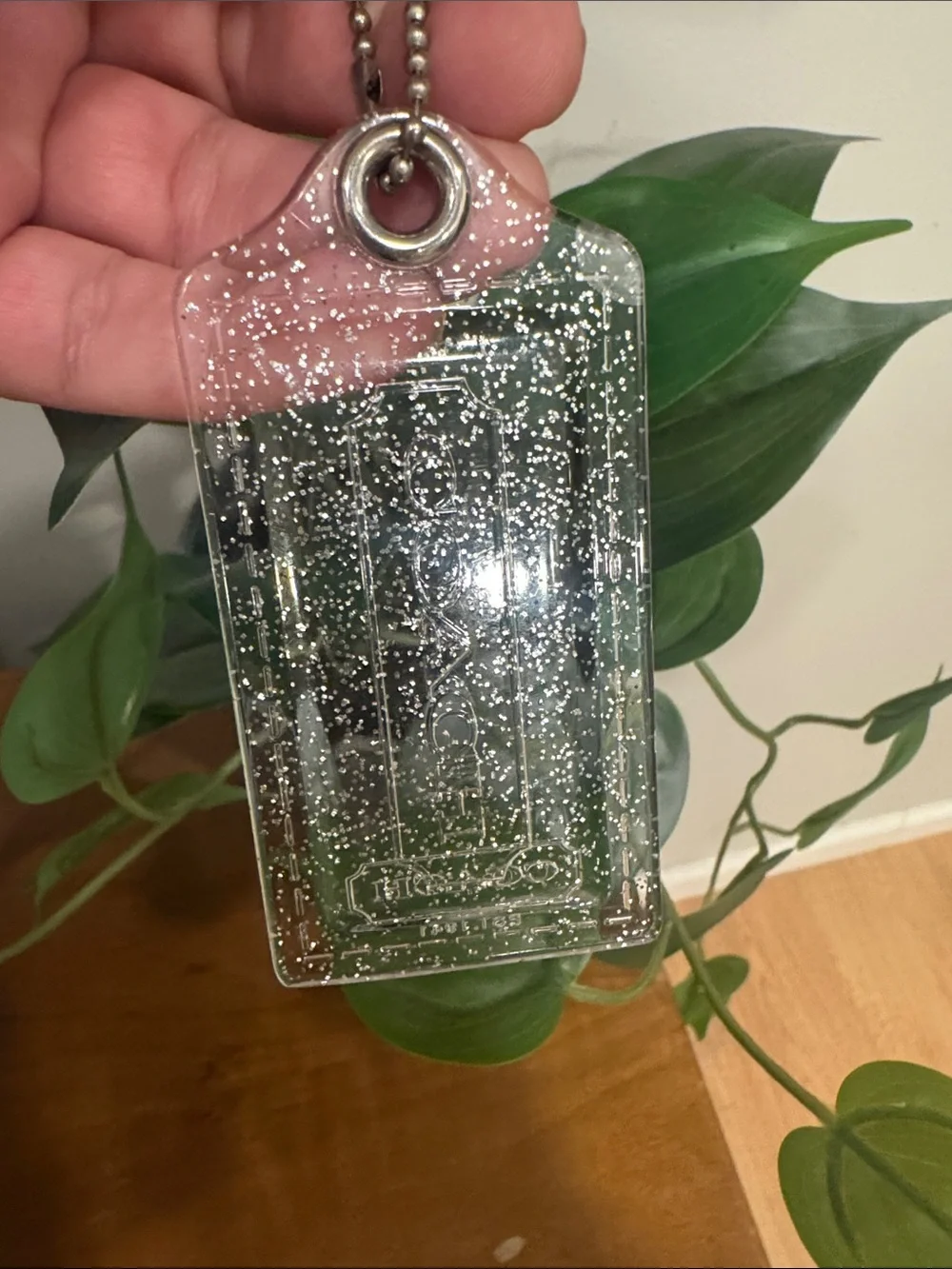 Coach Poppy Clear Glitter Acrylic Charm - Silver Sparkle